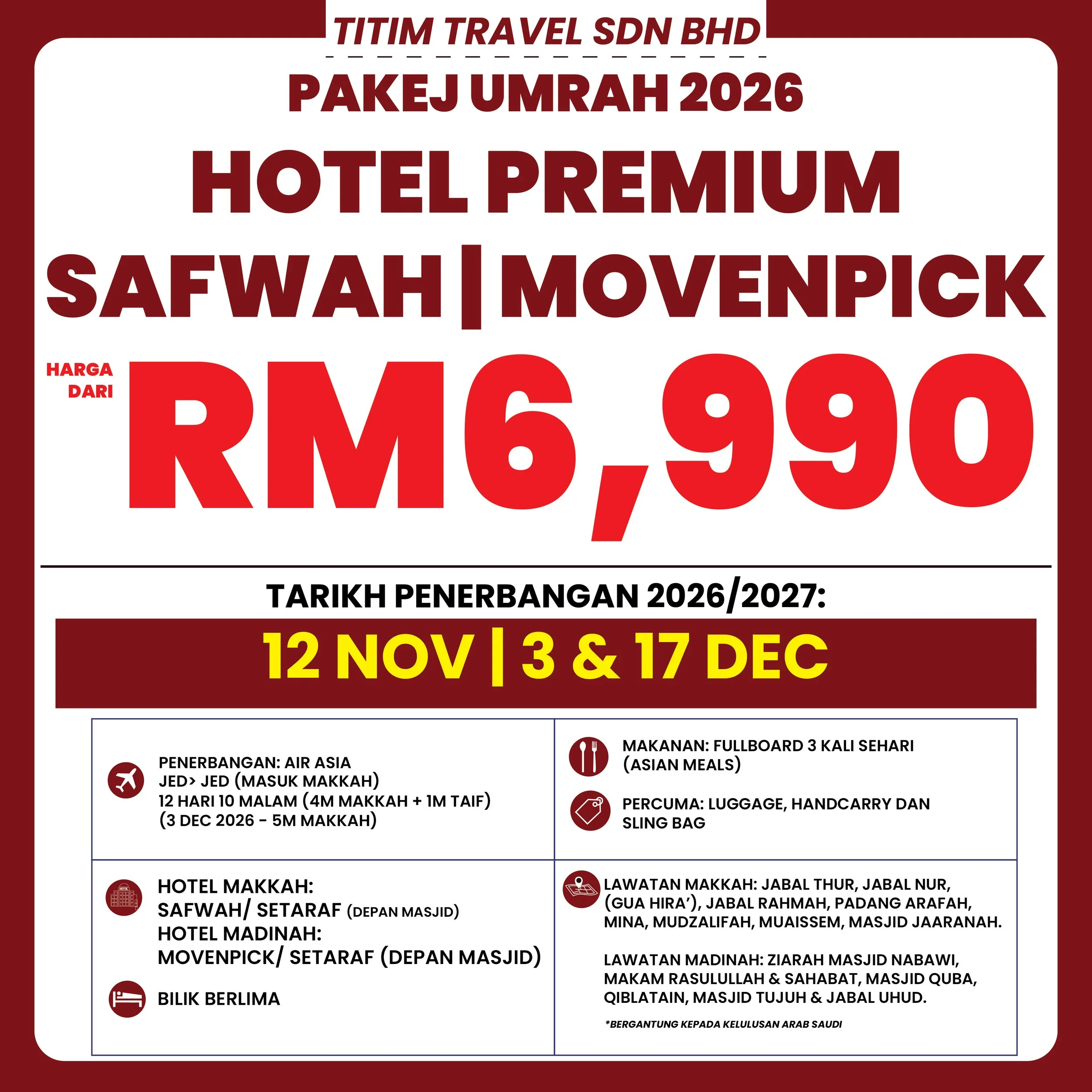 Pakej Umrah Safwah | Movenpick – Air Asia 2026