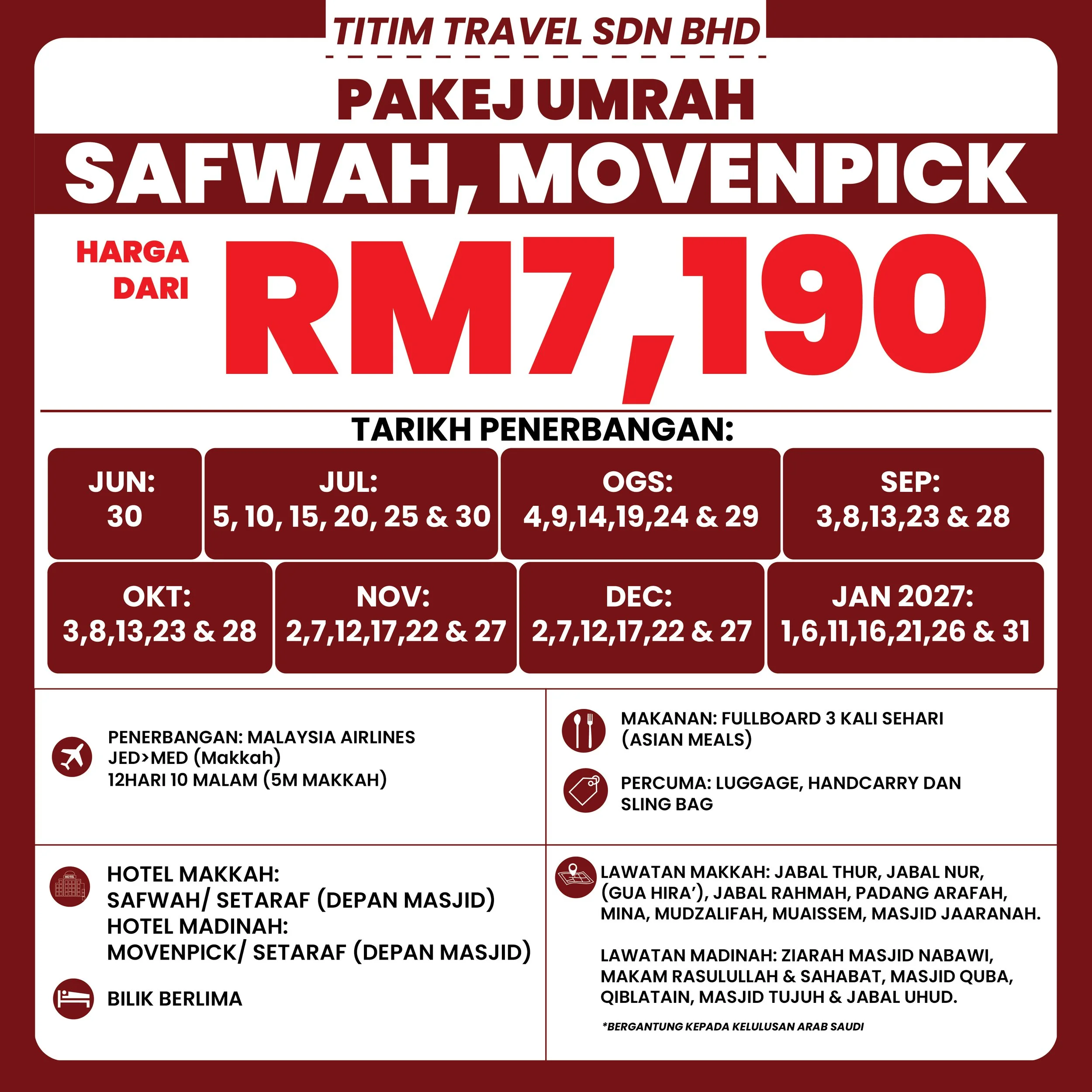 Pakej Umrah Safwah Movenpick RM7,190