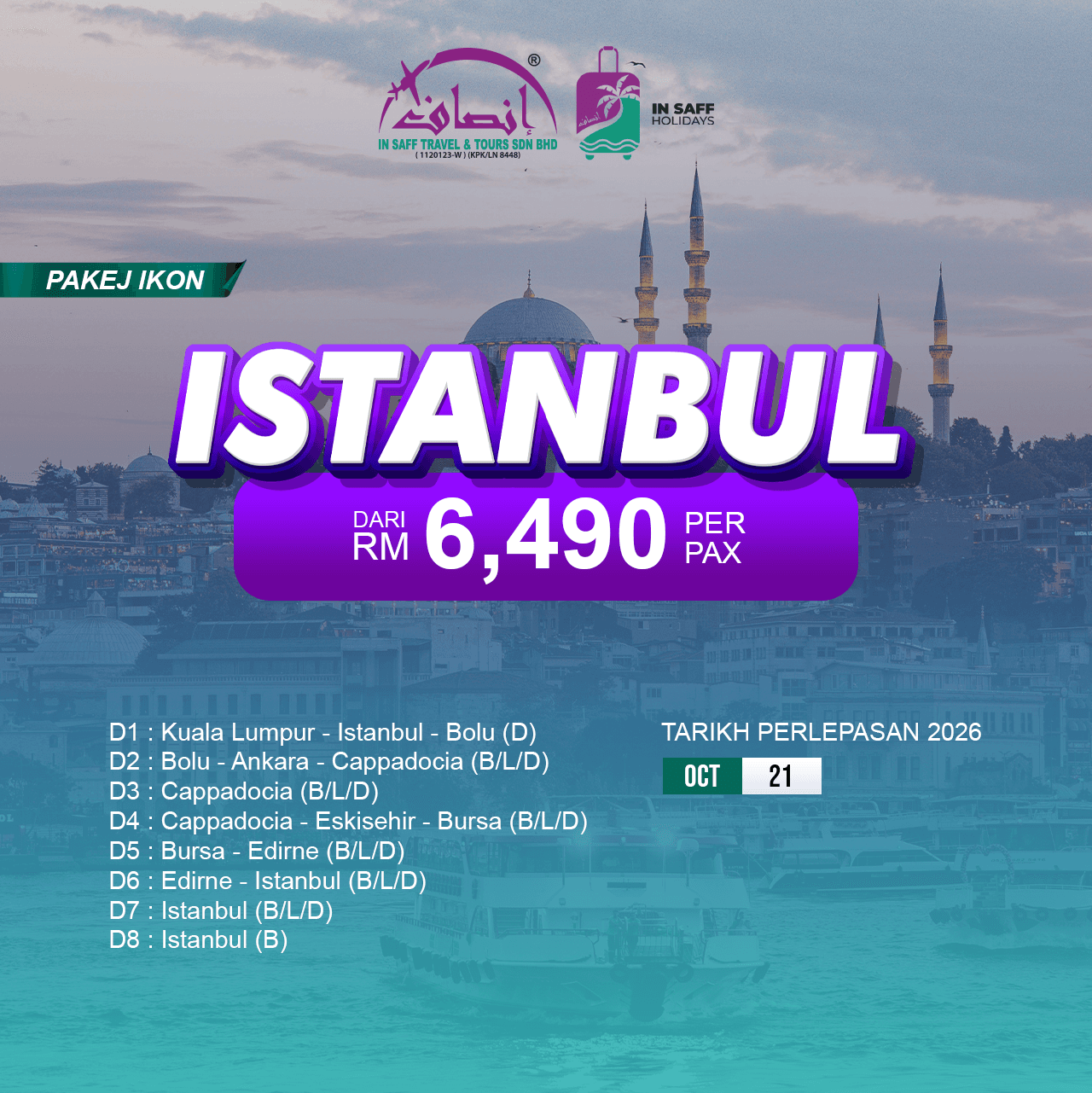 Pakej Ikon Istanbul – 8 Hari 7 Malam