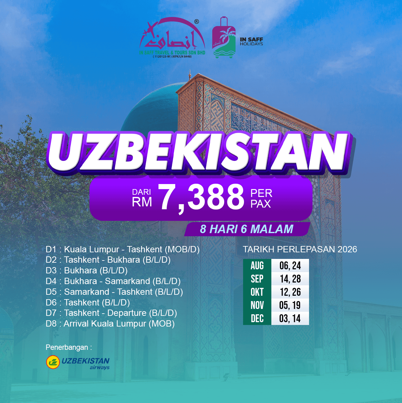 Pakej Travel Uzbekistan 8 Hari 6 Malam
