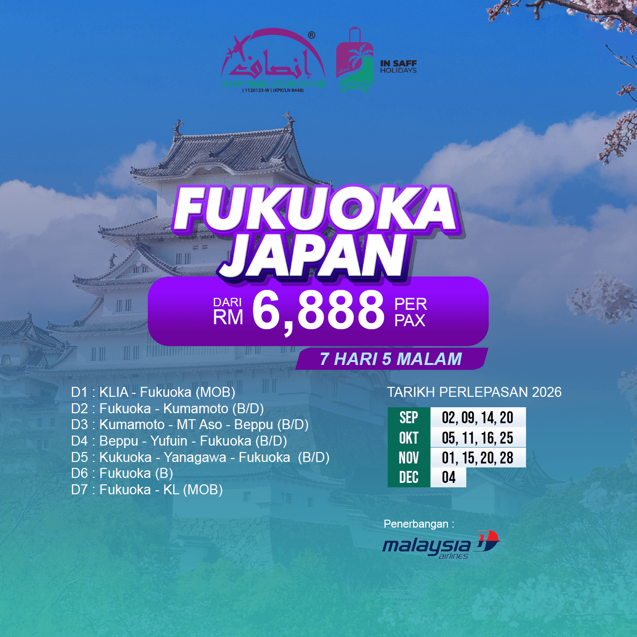 Fukuoka Japan 7 Hari 5 Malam - Malaysia Airlines