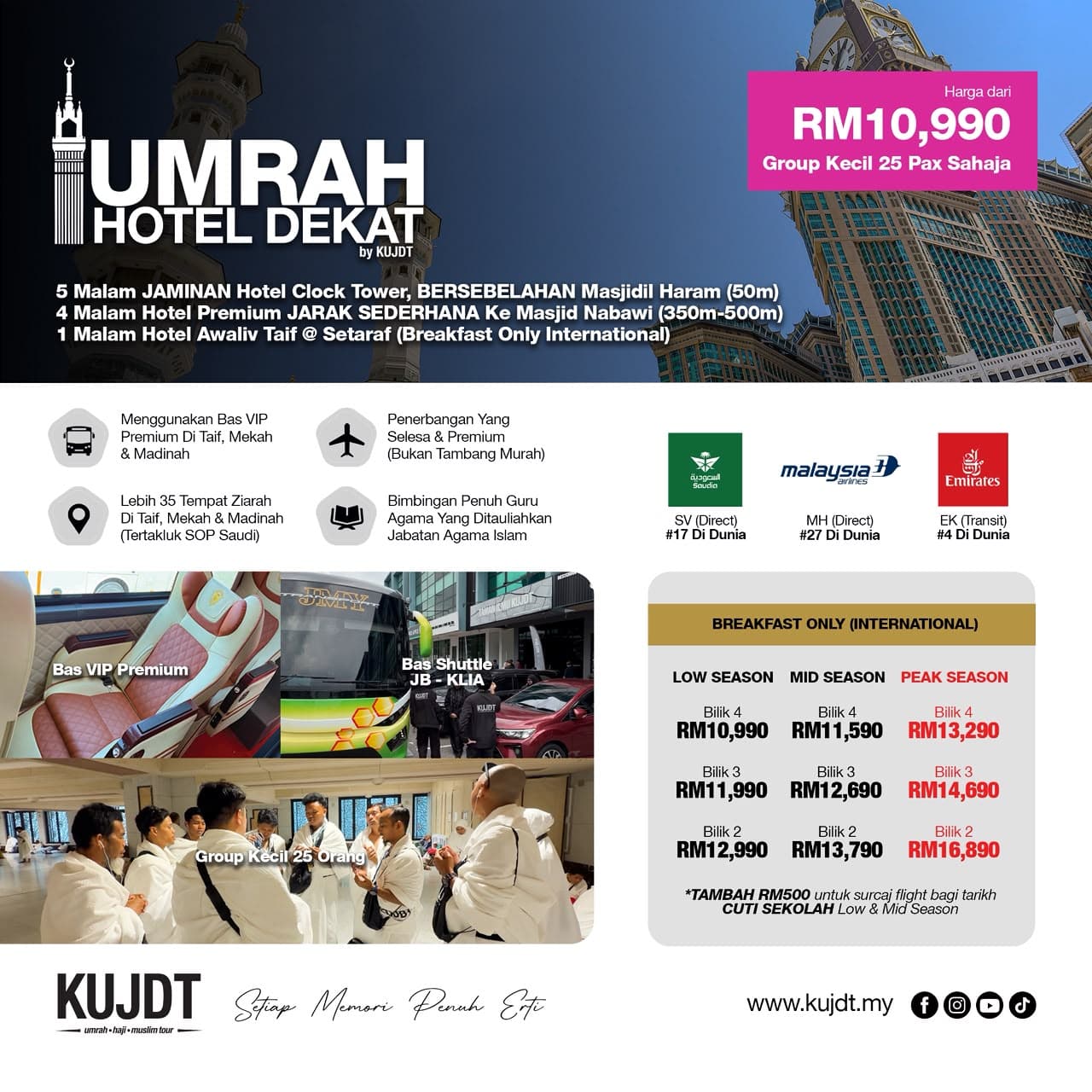 Umrah Hotel Dekat by KUJDT – Group Kecil 25 Pax