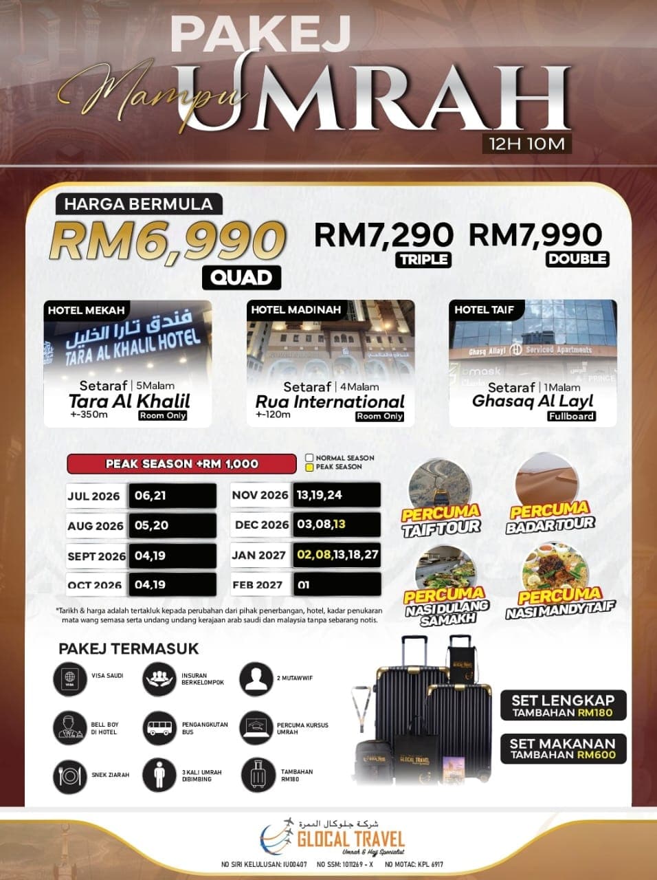 PAKEJ UMRAH MAMPU 12H10M (JUL 2026-FEB 2027)