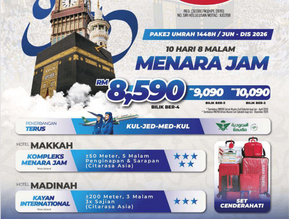 PAKEJ MENARA JAM 10H8M (JUN-DIS 2026)
