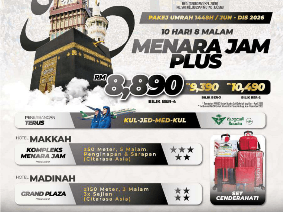 PAKEJ MENARA JAM PLUS 10H8M (JUN-DIS 2026)