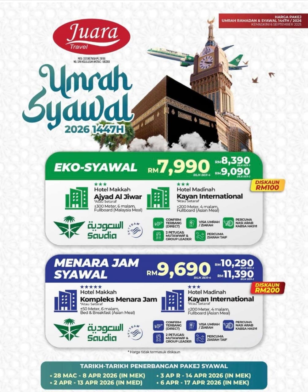 PAKEJ EKO SYAWAL 12H10M (MAC-APRIL) 2026
