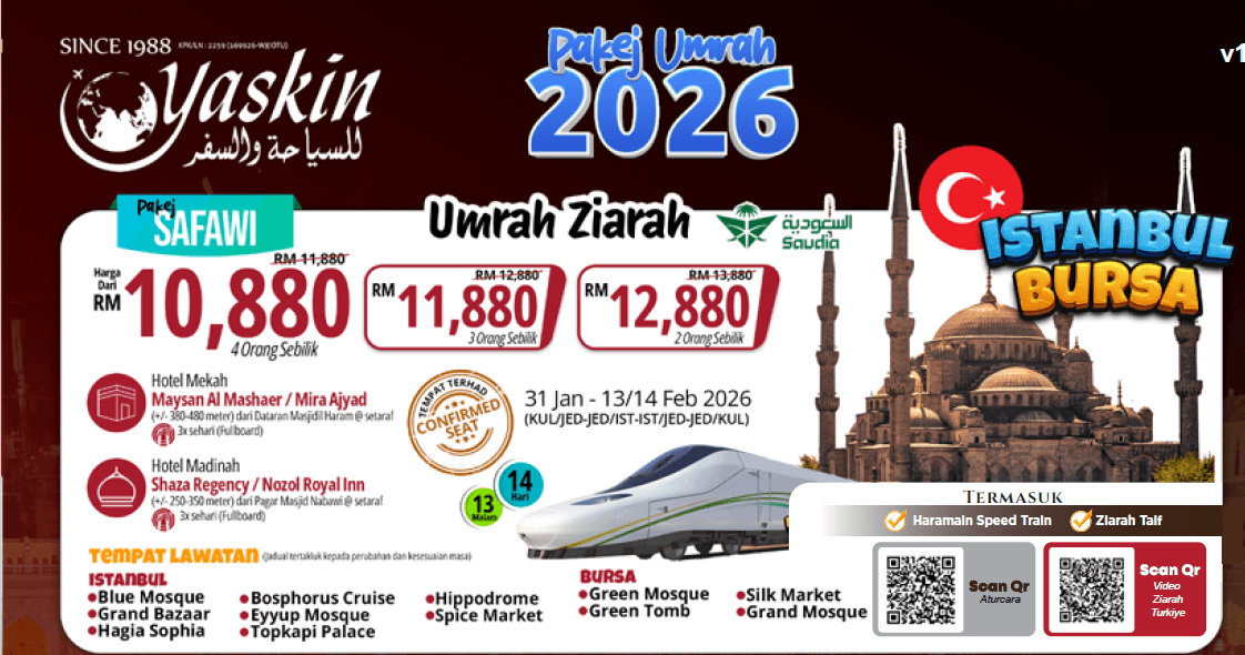 PAKEJ SAFAWI – ISTANBUL (14H13M) -31JAN-13FEB 2026